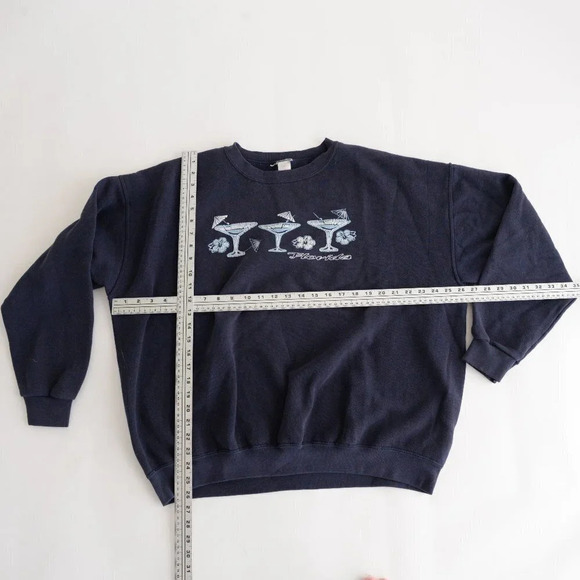 Vintage Florida Three Umbrella  Drink Crew Neck - Navy XL - Picture 4 of 8